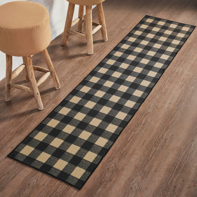 Black Check Indoor/Outdoor Rectangle Rug 22x96" Runner - Primitive Star Quilt Shop