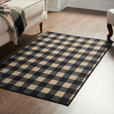 Black Check Indoor/Outdoor Rectangle Rug 36x60" - Primitive Star Quilt Shop