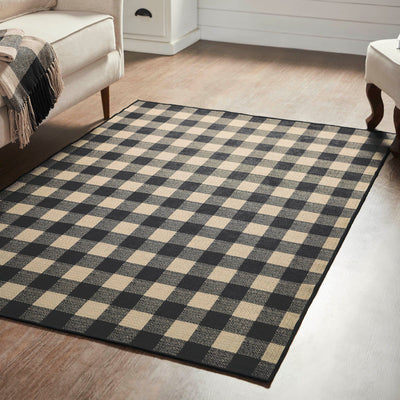 Black Check Indoor/Outdoor Rectangle Rug 4x6' - Primitive Star Quilt Shop