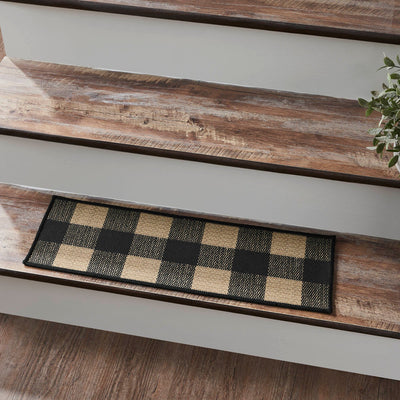 Black Check Indoor/Outdoor Rectangle Stair Tread Latex Backed 8.5x27" - Primitive Star Quilt Shop