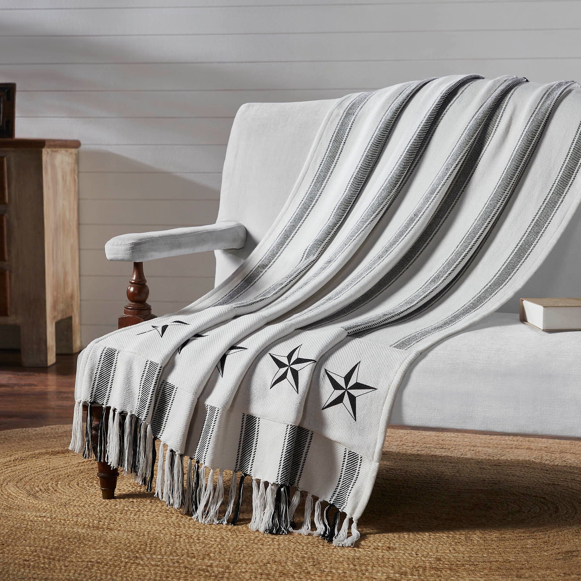 Mill Spring Throws Sawyer Mill Black Ticking Stripe Woven Throw