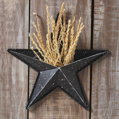 12" Speckled Black Barn Star with Pocket - Primitive Star Quilt Shop