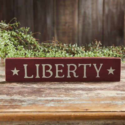 Burgundy Liberty Wood Sign - 3x14" - Primitive Star Quilt Shop