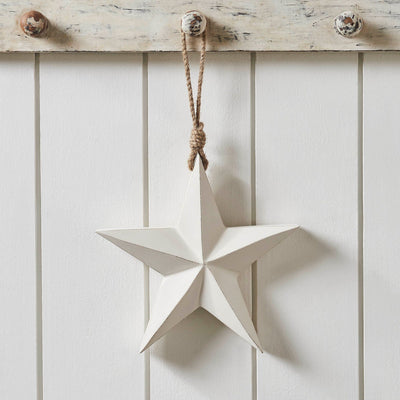 White Wooden Star Ornament - Primitive Star Quilt Shop