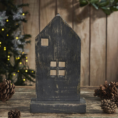 Rustic Wooden Country Black House - 10" - Primitive Star Quilt Shop