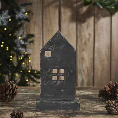 Rustic Wooden Country Black House - 8.5" - Primitive Star Quilt Shop