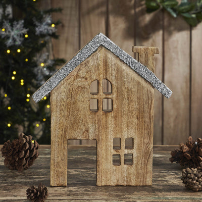 Wooden Cottage House - 10" - Primitive Star Quilt Shop