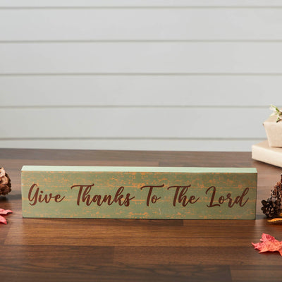 Give Thanks To The Lord Green Sign - Primitive Star Quilt Shop