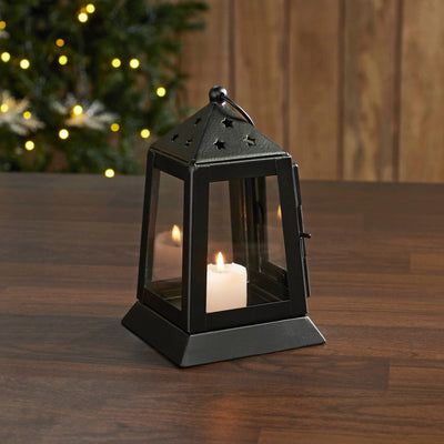 Black Metal Tealight Lantern - 7" - Primitive Star Quilt Shop
