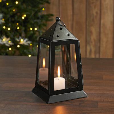Black Metal Tealight Lantern - 9" - Primitive Star Quilt Shop