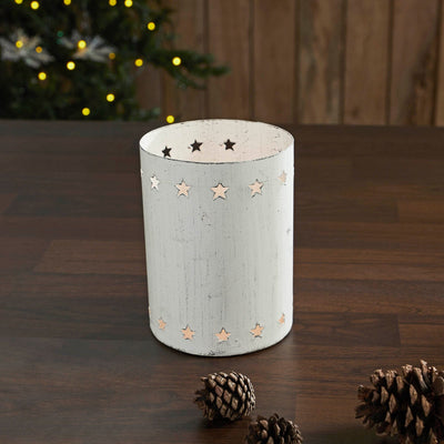 Stars White Votive Candle Holder - 6" - Primitive Star Quilt Shop