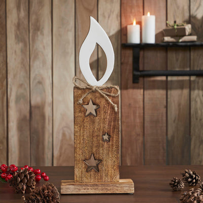 Wooden Candle with Stars - 17" - Primitive Star Quilt Shop