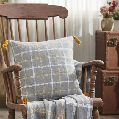 Harvest Blessings Woven Plaid Pillow 18x18" - Primitive Star Quilt Shop