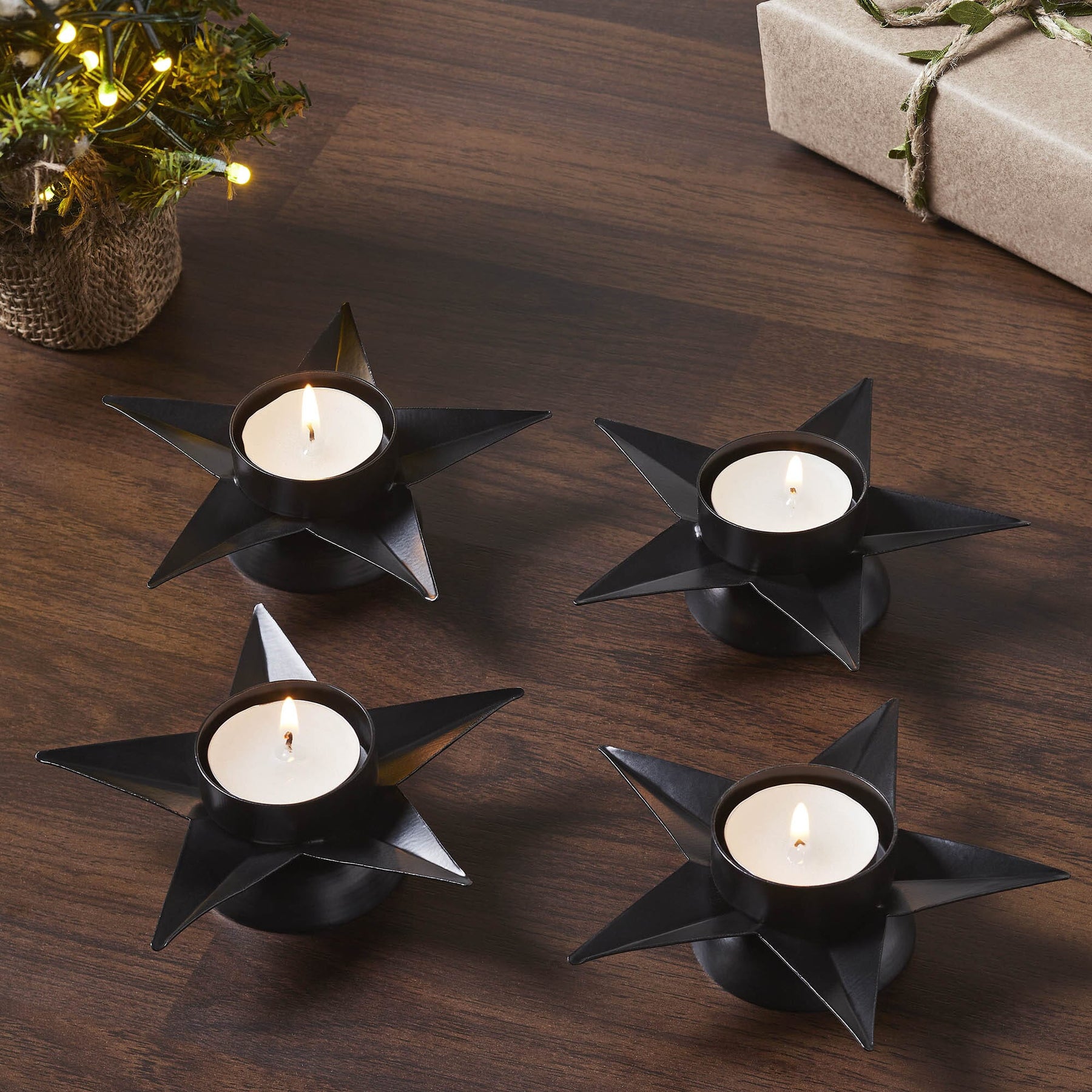 Metal Tealight Holder Star Set of 4