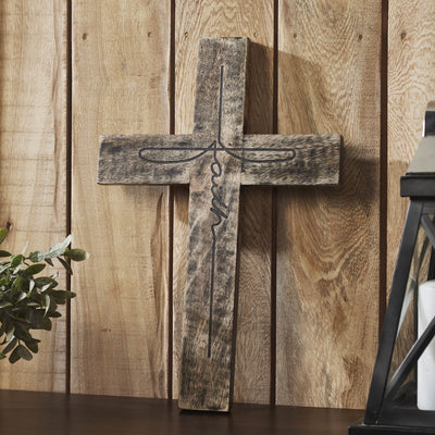 Rustic Wood "Faith" Cross 18x12" - Primitive Star Quilt Shop