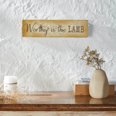 "Worthy is the Lamb" Wood Sign 4x15" - Primitive Star Quilt Shop