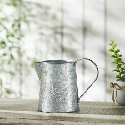 Galvanized Metal "Vintage Garden" Decorative Pitcher 6.75x8.75" - Primitive Star Quilt Shop