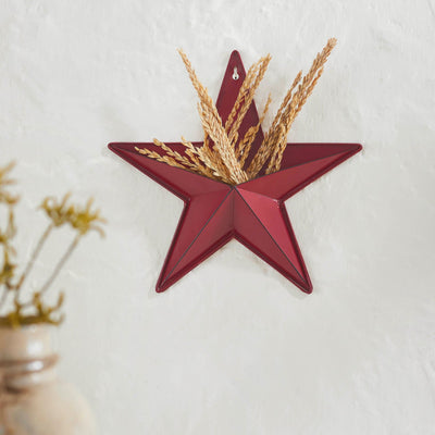 12" Satin Burgundy Metal Barn Star with Pocket - Primitive Star Quilt Shop