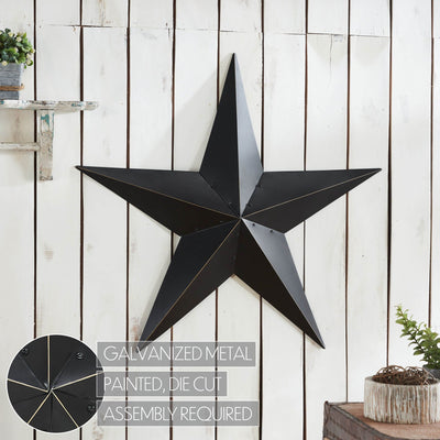 36" Satin Black Metal Barn Star - Primitive Star Quilt Shop