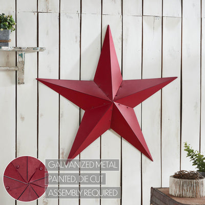 36" Speckled Cranberry Barn Star - Primitive Star Quilt Shop