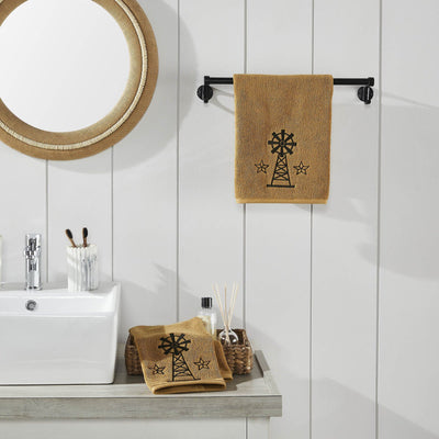 Tan Windmill Hand Towel - Set of 2 - Primitive Star Quilt Shop