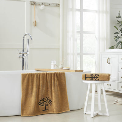Tan Willow Tree Bath Towel - Set of 2 - Primitive Star Quilt Shop