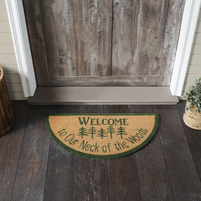 Neck of the Woods "Welcome" Coir Half Circle Rug 16.5x33" - Primitive Star Quilt Shop