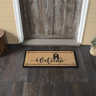 Saltbox House "Welcome" Coir Rectangle Rug 17x36" - Primitive Star Quilt Shop