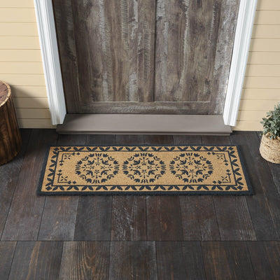 Charleston Mosaic Charcoal Coir Rectangle Rug 17x48" - Primitive Star Quilt Shop