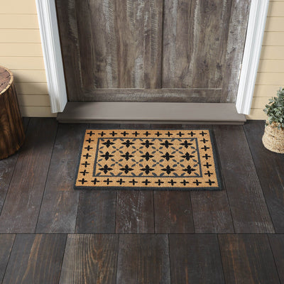 Charleston Mosaic Black and Gray Coir Rectangle Rug 20x30" - Primitive Star Quilt Shop