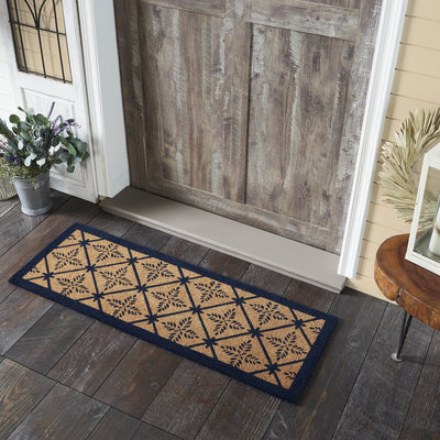 Charleston Mosaic Blue Coir Rectangle Rug 17x48" - Primitive Star Quilt Shop