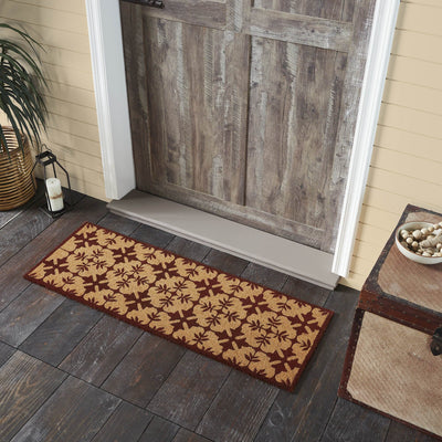 Charleston Mosaic Burgundy Coir Rectangle Rug 17x48" - Primitive Star Quilt Shop