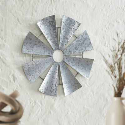 Galvanized Metal Windmill Blades Wall Decor - 16.75" - Primitive Star Quilt Shop