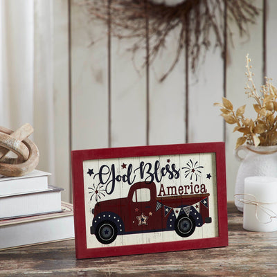 Framed "God Bless America" Shiplap Sign - 8x12" - Primitive Star Quilt Shop