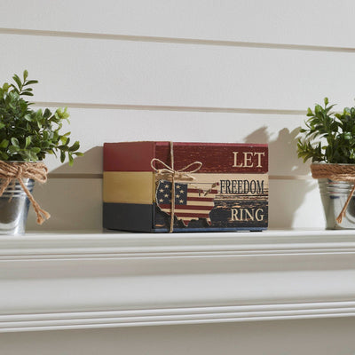 "Let Freedom Ring" Americana Faux Book Stack - 4x6" - Primitive Star Quilt Shop