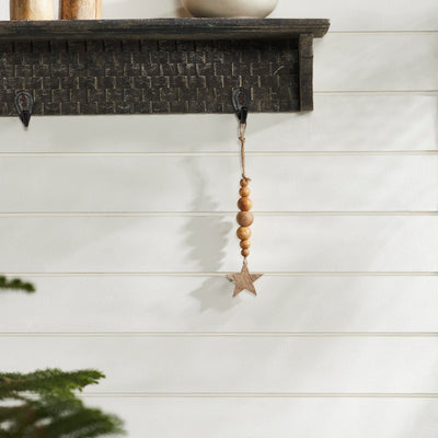 Natural Beads & Star Ornament - 6x2" - Primitive Star Quilt Shop