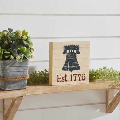My Country 1776 Liberty Bell Wood Sign - 6x6" - Primitive Star Quilt Shop