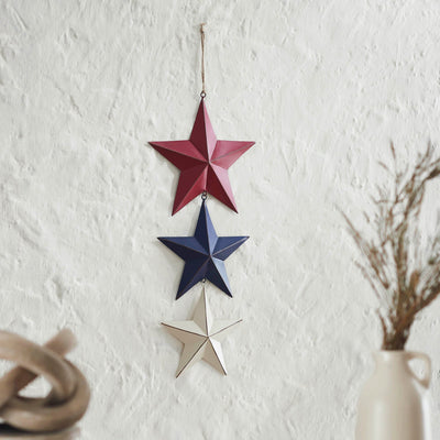 Metal RWB Barn Stars Wall Decor - 20x8" - Primitive Star Quilt Shop