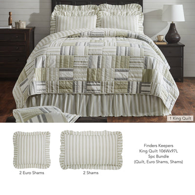 Finders Keepers King Quilt 5pc Bundle (Quilt, Euro Shams, Shams) - Primitive Star Quilt Shop