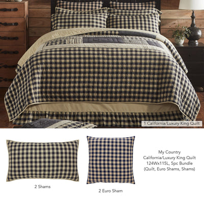 My Country California/Luxury King Quilt 5pc Bundle (Quilt, Euro Shams, Shams) - Primitive Star Quilt Shop