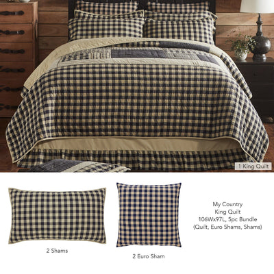 My Country King Quilt 5pc Bundle (Quilt, Euro Shams, Shams) - Primitive Star Quilt Shop