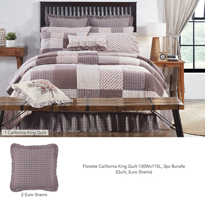 Florette California King Quilt 3pc Bundle (Quilt, Euro Shams) - Primitive Star Quilt Shop