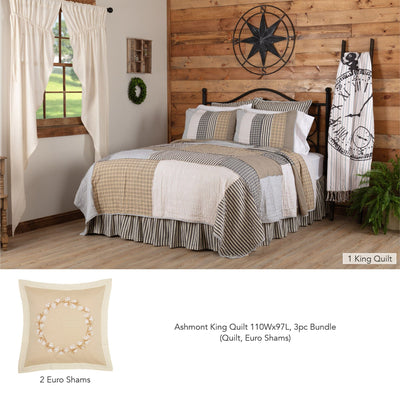 Ashmont King Quilt 3pc Bundle (Quilt, Euro Shams) - Primitive Star Quilt Shop
