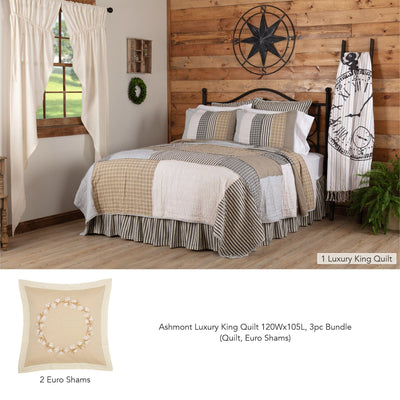 Ashmont Luxury King Quilt 3pc Bundle (Quilt, Euro Shams) - Primitive Star Quilt Shop