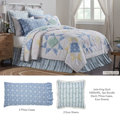 Jolie King Quilt 5pc Bundle (Quilt, Pillow Cases, Euro Shams) - Primitive Star Quilt Shop