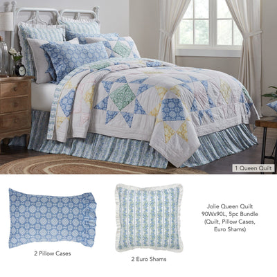 Jolie Queen Quilt 5pc Bundle (Quilt, Pillow Cases, Euro Shams) - Primitive Star Quilt Shop