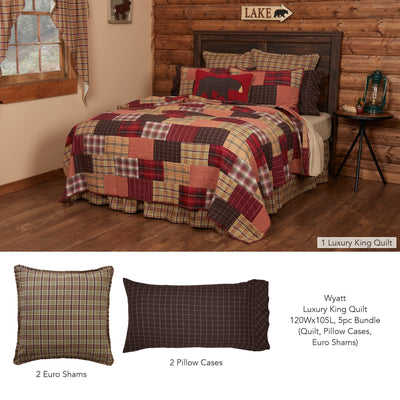 Wyatt Luxury King Quilt 5pc Bundle (Quilt, Pillow Cases, Euro Shams) - Primitive Star Quilt Shop