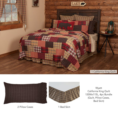 Wyatt California King Quilt 4pc Bundle (Quilt, Pillow Cases, Bed Skirt) - Primitive Star Quilt Shop