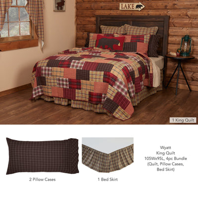 Wyatt King Quilt 4pc Bundle (Quilt, Pillow Cases, Bed Skirt) - Primitive Star Quilt Shop