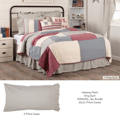 Hatteras Patch King Quilt 3pc Bundle (Quilt, Pillow Cases) - Primitive Star Quilt Shop